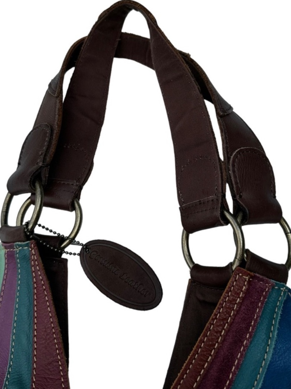 Vintage Wilson’s Leather Y2K Leather Patchwork Rainbow Hobo Bag - Picture 2 of 6